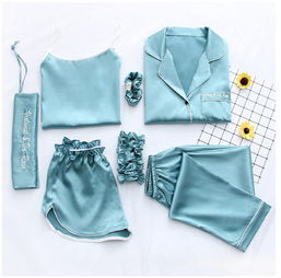 舒適與性感的完美融合 冰絲家居服七件套，打造居家精致生活